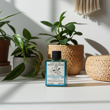 Fast Luck Money Drawing Wish Oil bottle for money drawing ceremonies, altar use, and prosperity-focused rituals.