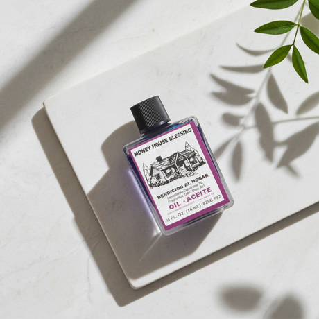 Money House Blessing Wish Oil bottle for spiritual blessing, intention setting, and prosperity ritual use.