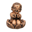 Monk antique copper clay incense holder for stick incense burning, altar decor, and meditation spaces.