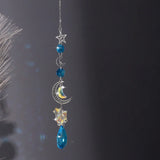 Moon and Star crystal suncatcher hanging décor for window display, prism light effects, and celestial room decoration.