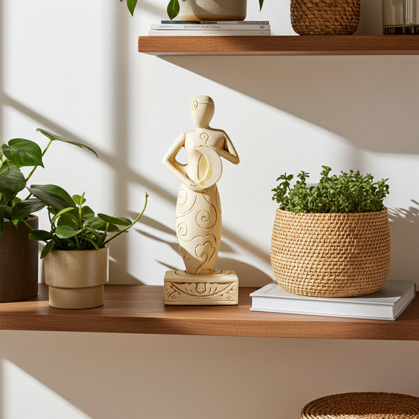 Moon Goddess figurine statue for home altar decor, spiritual display, and sacred space styling.
