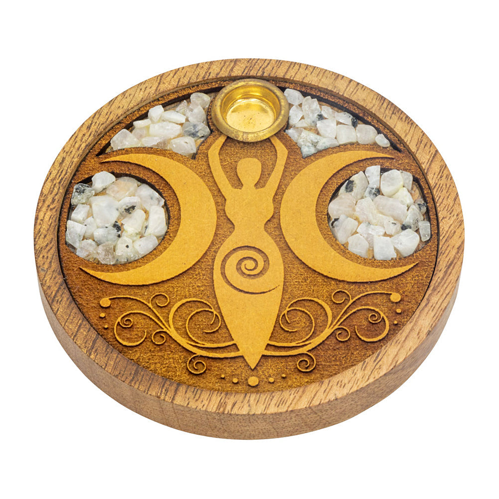 Moon Goddess rainbow moonstone incense holder