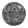Moon Pentacle plaque in silver finish front view, wall decor for altar rooms and sacred space styling.