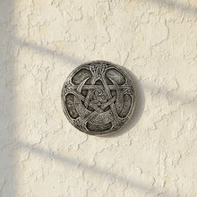 Moon Pentacle plaque in silver finish front view, wall decor for altar rooms and sacred space styling.