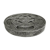 Moon Pentacle plaque small size shown at an angle, decorative wall plaque for witchcraft-themed decor.