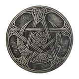 Moon Pentacle plaque small size front view, wall decor for altar rooms and sacred space styling.