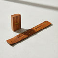 Moon wood incense boat burner for stick incense burning, altar decor, and meditation spaces.