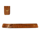 Moon wood incense boat burner for stick incense burning, altar decor, and meditation spaces.