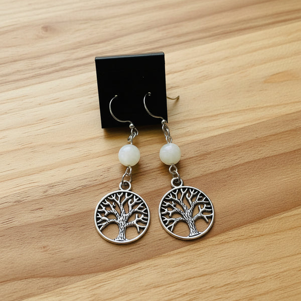 Moonstone Tree of Life earrings for symbolic jewelry, everyday wear, and gift giving.