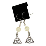 Moonstone triquetra earrings for Celtic-inspired jewelry, everyday wear, and gift giving.