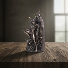 Morgan Le Fey goddess statue sculpture for pagan altar decor, spiritual display, and fantasy collection use.