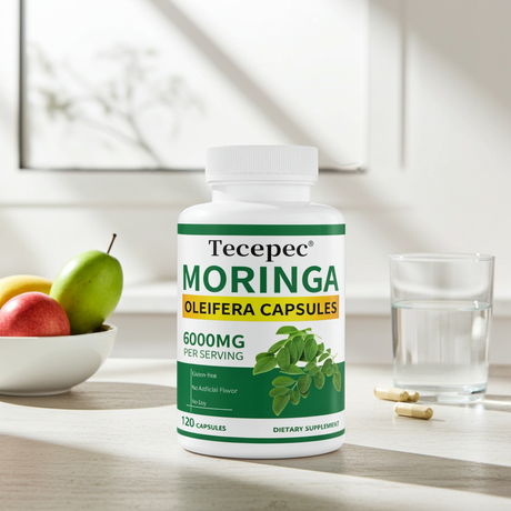 Moringa Extrac moringa capsules bottle for heart wellness, digestive support, and natural daily health care.