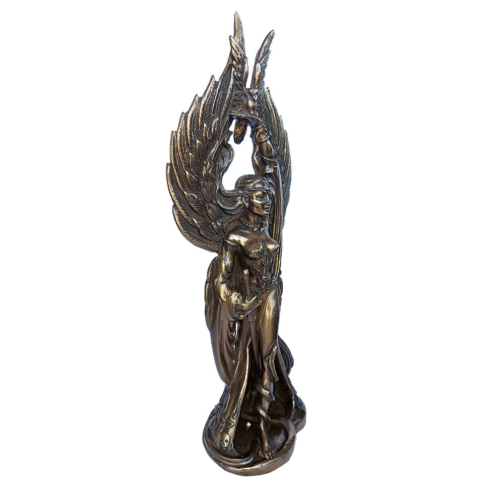 Morrigan goddess altar statue for pagan altar setup, ceremonial practice, and sacred display.