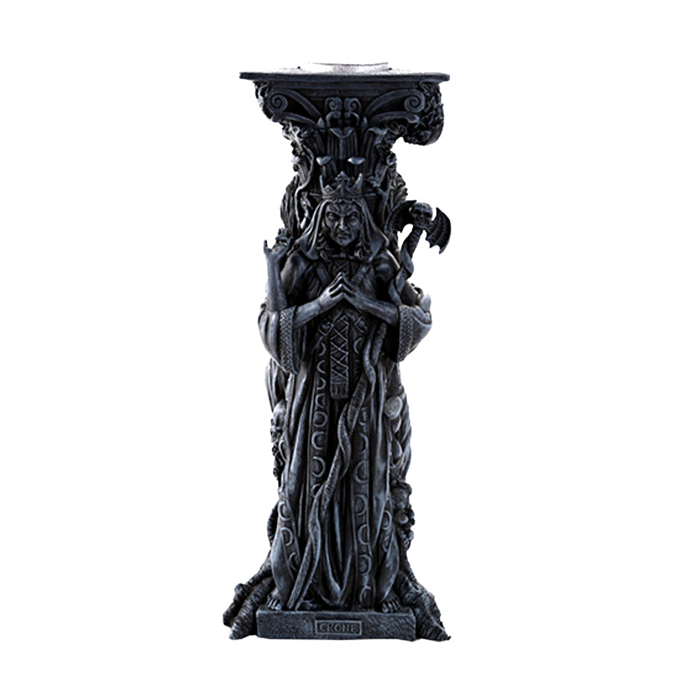 Mother, Maiden, Crone altar candle holder for ritual lighting, spiritual devotion, and pagan altar decoration.