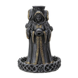 Mother, Maiden, Crone backflow incense burner statue for burning cone incense during meditation, altar work, and spiritual rituals.