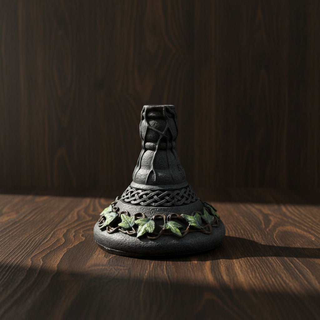 Mother Maiden Crone goblet 8 inches base view for altar chalice and ritual use.