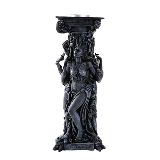 Mother, Maiden, Crone Goddess candle holder altar decor for holding candles during ritual, meditation, and spiritual practice.