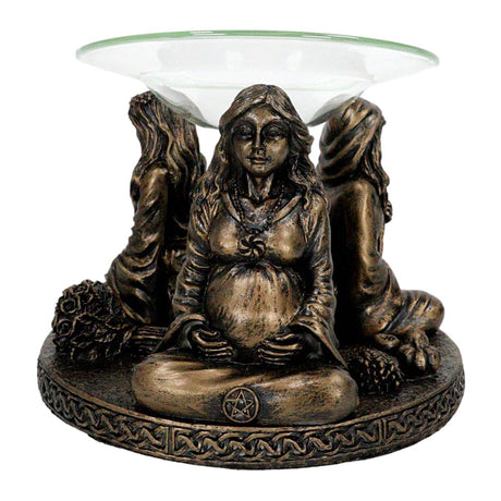 Mother Maiden Crone oil burner front view for essential oil warming, aromatherapy, and altar decor.