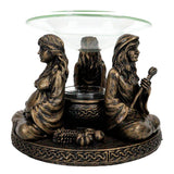 Mother Maiden Crone oil burner side view showing Triple Goddess figure design.