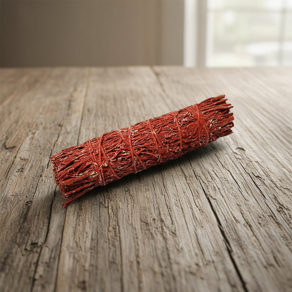 Mountain Sage and Dragon's Blood Resin Smudge Stick 4 inch for energy purification and motivation.