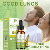 Mulittea Mullein Drops bottle for respiratory support, lung detox routines, and natural herbal supplementation.