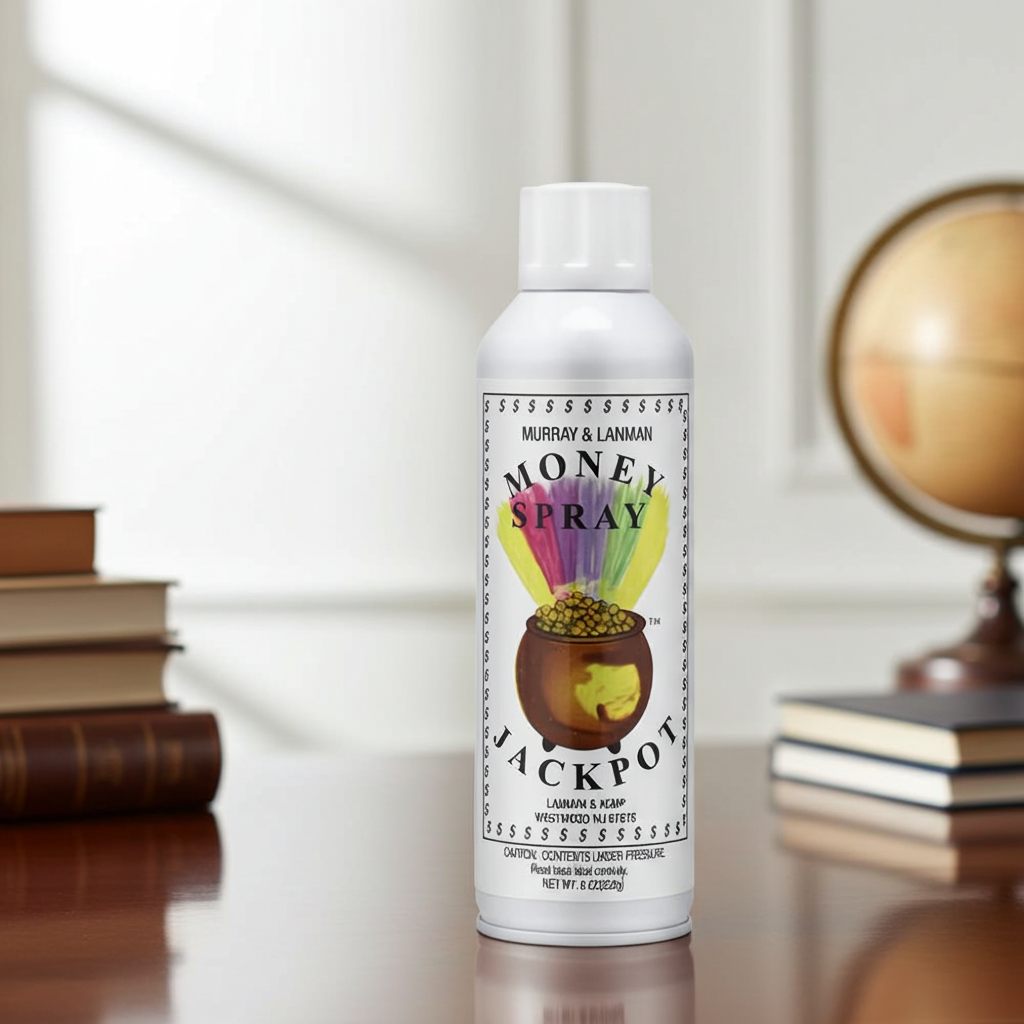 Murray & Lanman Money Jackpot room spray bottle for refreshing spaces, prosperity rituals, and energy cleansing.