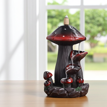 Mushroom backflow cone burner incense holder for burning backflow cones, meditation, and home aromatherapy.