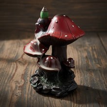 Mushroom backflow cone incense burner for cascading smoke display, meditation, and home relaxation use.