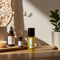Myrrh Body Oil bottle — warm resinous earthy oriental fragrance, for meditation rituals, spiritual practice, and daily skin care.