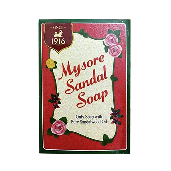 Mysore Sandal Soap 75g bar with pure sandalwood oil for soft, glowing skin and daily bathing.