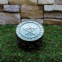 Mystical pentacle jewelry box for organizing necklaces, crystal pieces, and personal spiritual items.