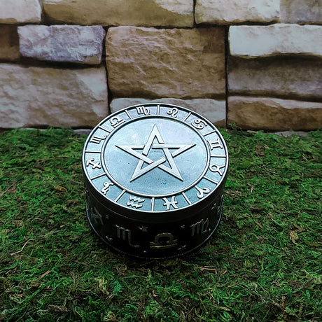 Mystical pentacle jewelry box for organizing necklaces, crystal pieces, and personal spiritual items.