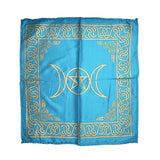 Mystical Pentacle Triple Moon altar cloth for sacred table covering, ritual tools display, and altar ceremonies.