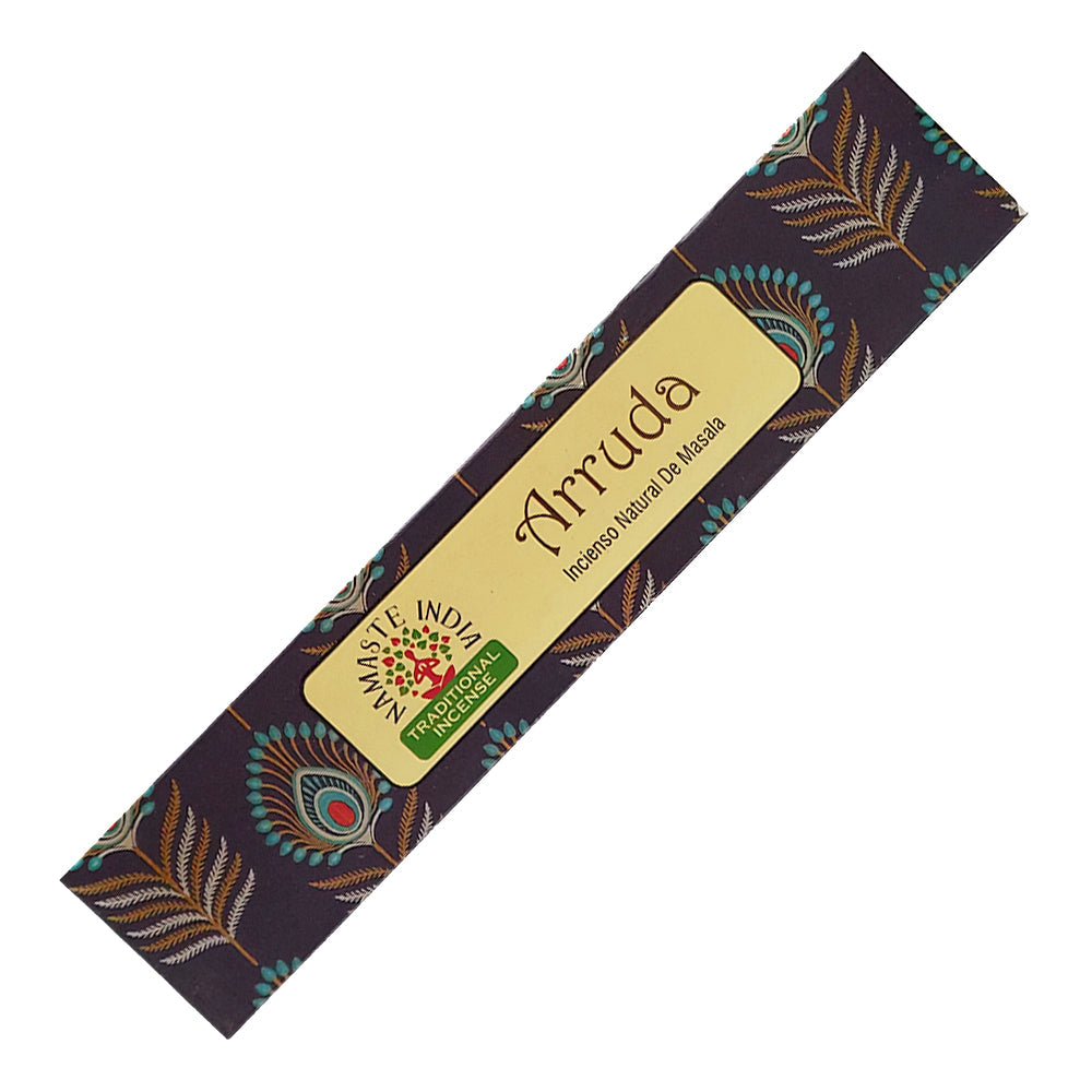 Namaste India Natural Masala Incense Sticks Arruda for spiritual cleansing and protection rituals.