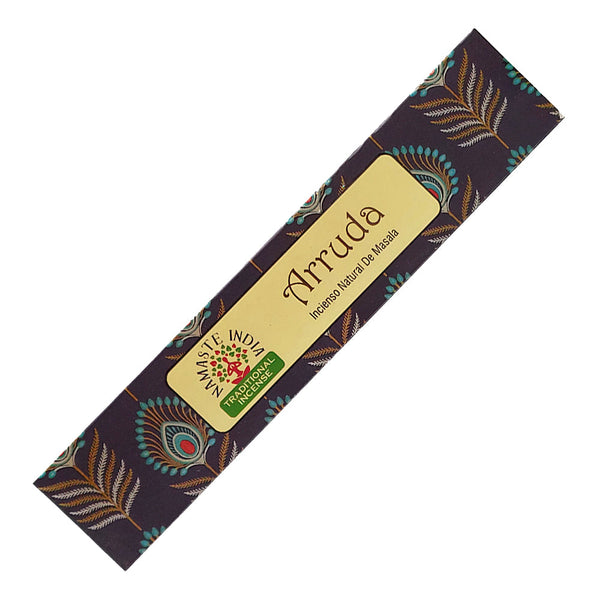 Namaste India Natural Masala Incense Sticks Arruda for spiritual cleansing and protection rituals.