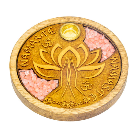 Namaste rose quartz incense holder