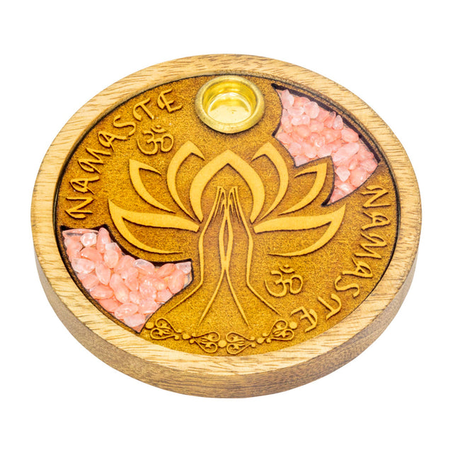 Namaste rose quartz incense holder