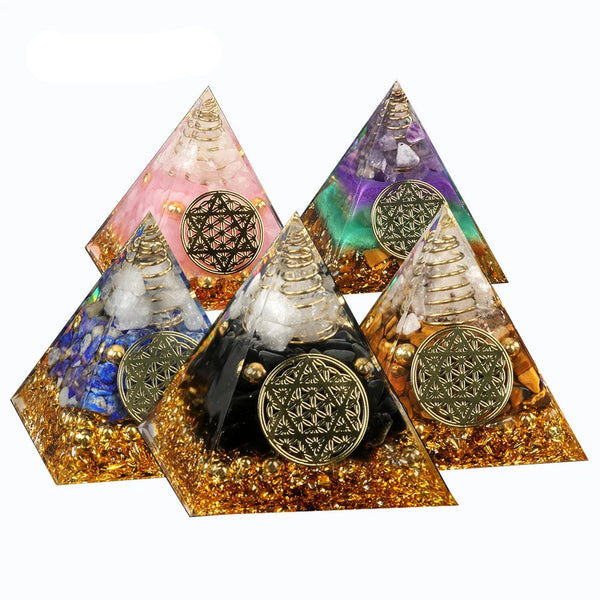 Natural Amethyst Chakra Healing Pyramid for meditation, energy healing, and home décor.