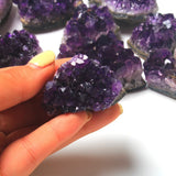 Natural Amethyst Crystal Cluster Healing Geode for meditation, home décor, and crystal collecting.