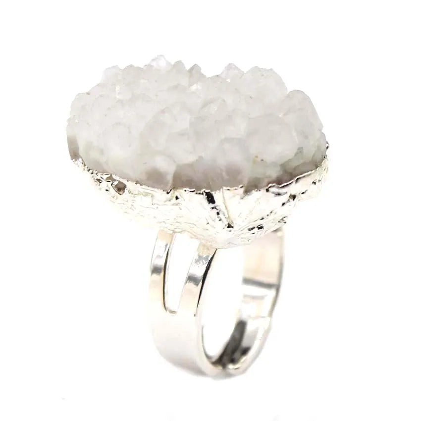 Natural Amethyst Druzy Reiki Crystal Ring for meditation, gifting, and crystal jewelry.