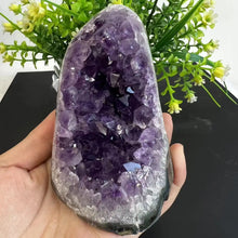 Natural Amethyst Geode Quartz Crystal Cluster for meditation, home décor, and crystal collecting.