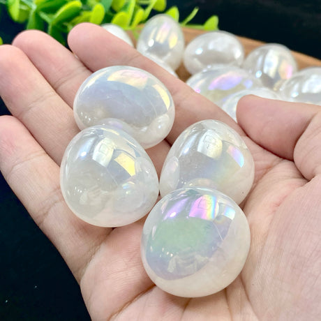 Natural Aura Clear Quartz Tumbled Crystals for meditation, crafts, and crystal healing.