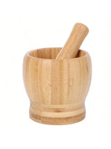 Leeseph Bamboo Mortar & Pestle Set natural bamboo grinder set for crushing dried herbs, spices, and seeds for home cooking.
