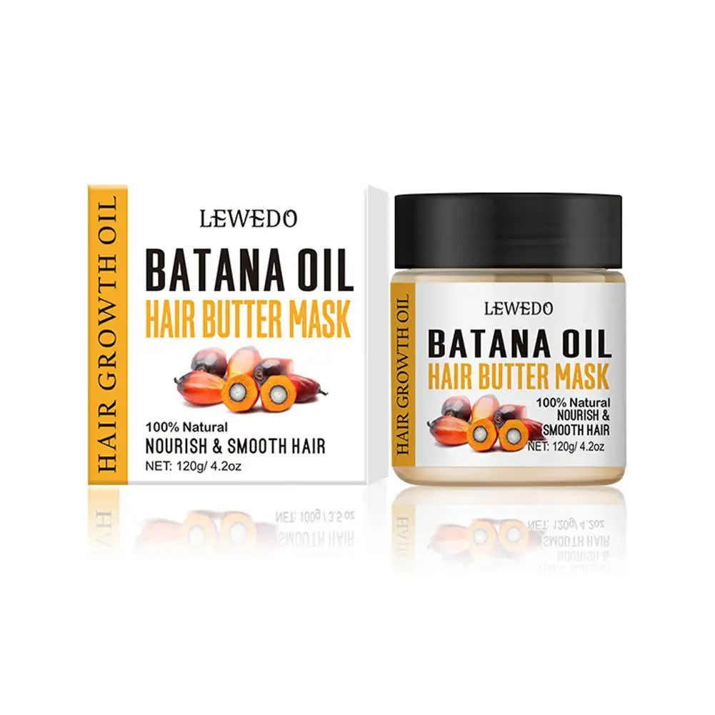 Natural Batana Oil Hair Butter Mask packaging on white background for deep conditioning and shine.