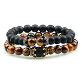 Black Lava Stone & Tiger Eye Crown Bracelet lava stone bracelet for relaxation, mindfulness, and daily fashion accessorizing.