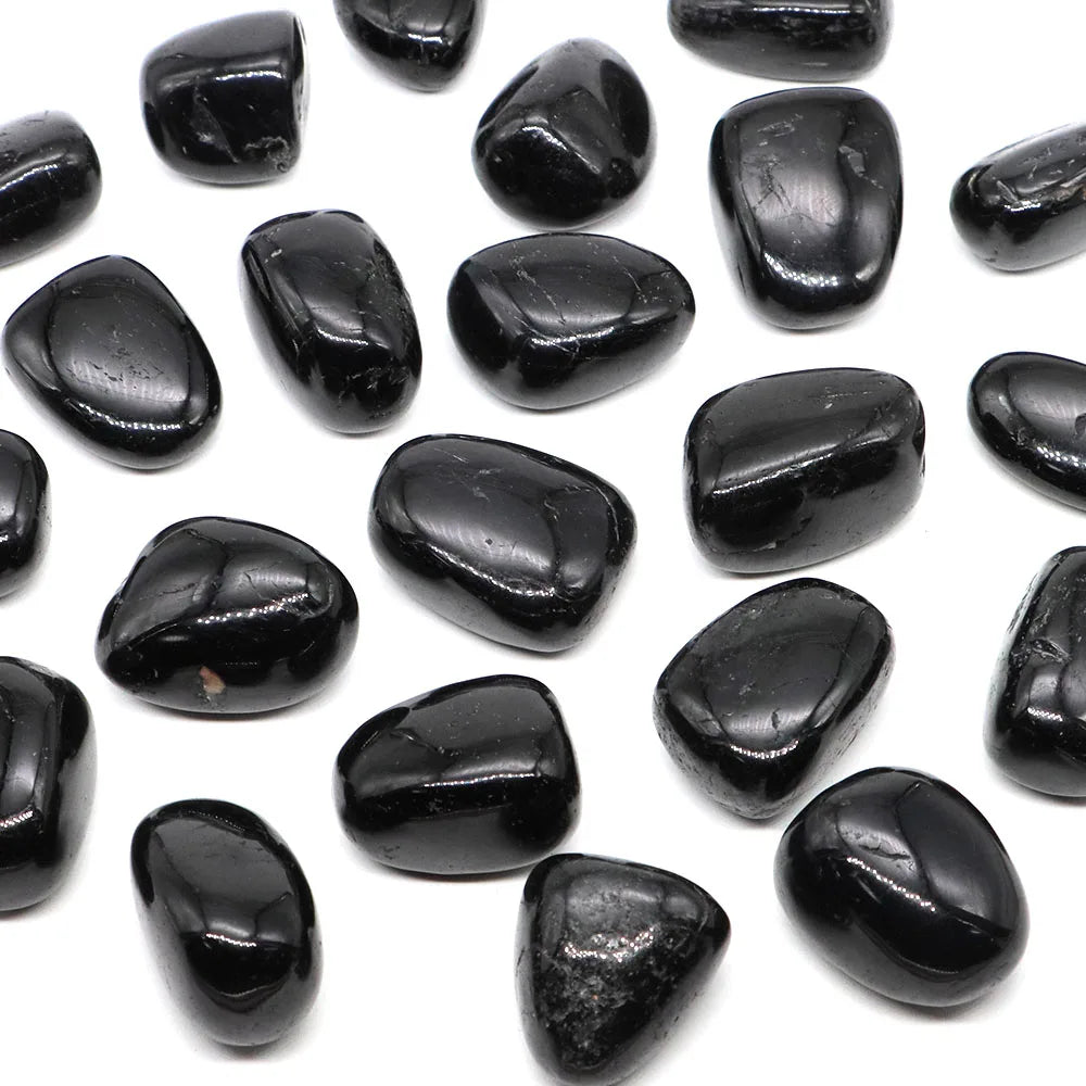 Natural Black Tourmaline Tumbled Stone for meditation, crafts, and crystal healing.