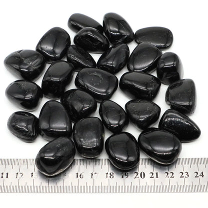Natural Black Tourmaline Tumbled Stone for meditation, crafts, and crystal healing.