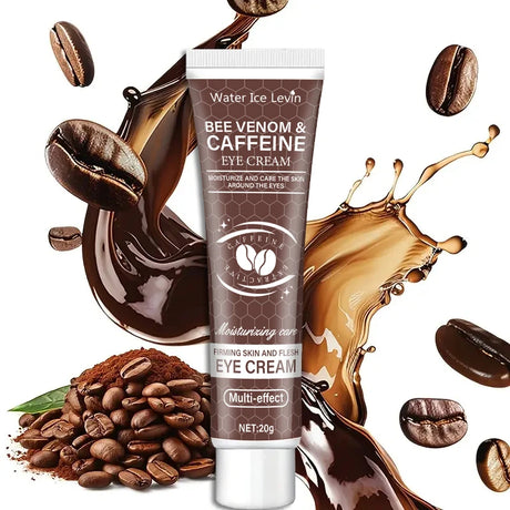 Natural Caffeine Powerful Moisturizing Firming Eye Cream jar for reducing puffy eyes, dark circles, and under-eye fatigue.