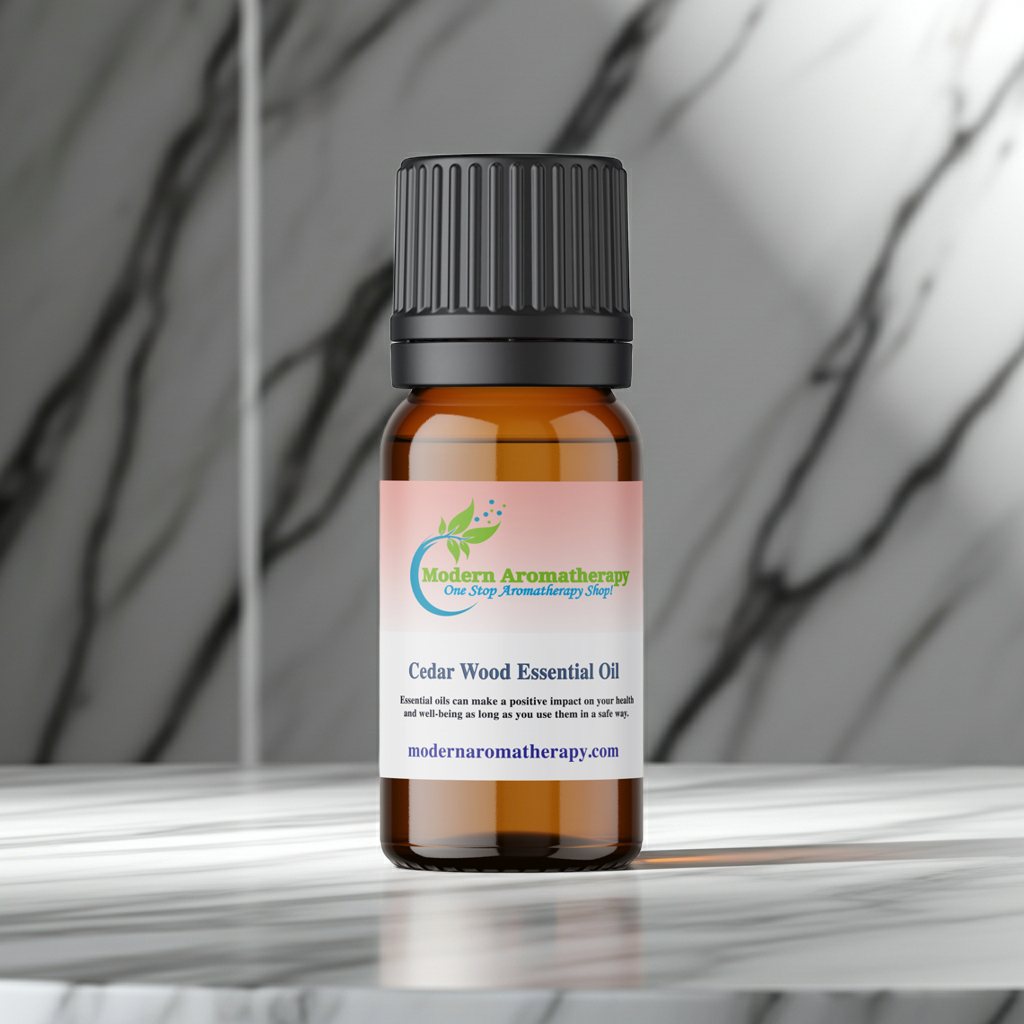 Cedarwood essential oil dropper bottle for skincare blends, beard oil preparation, and daily grounding use.