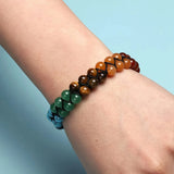 Natural Chakra Healing Crystal Bead Bracelet with round gemstone beads for chakra alignment, mindfulness, and holistic wellness use.